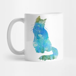 Turquoise Cat Watercolor Painting Mug